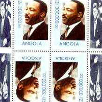 Angola 1999 Great People of the 20th Century - Martin Luther King perf sheetlet containing 4 values (2 tete-beche pairs) unmounted mint (JFK in margin)