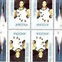 Angola 1999 Great People of the 20th Century - Apollo Astronauts sheetlet of 4 (2 tete-beche pairs) unmounted mint