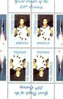 Angola 1999 Great People of the 20th Century - Apollo Astronauts sheetlet of 4 (2 tete-beche pairs) unmounted mint