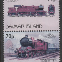 Davaar Island 1983 Locomotives #1 Furness Railway Class N1 4-6-4T loco 70p se-tenant pair with yellow omitted unmounted mint