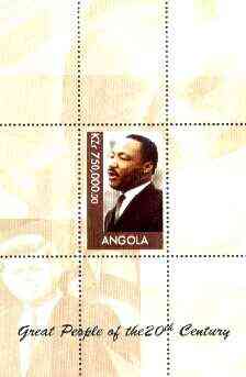 Angola 1999 Great People of the 20th Century - Martin Luther King perf souvenir sheet unmounted mint (JFK & Mother Teresa in background)