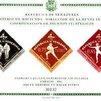 Venezuela 1962 First National Games (Air Mail) imperf m/sheet containing 3 diamond shaped stamps unmounted mint, SG MS 1747