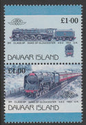 Davaar Island 1983 Locomotives #2 Duke of Gloucester 4-6-2 loco £1 se-tenant pair with yellow omitted unmounted mint