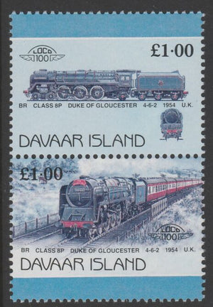 Davaar Island 1983 Locomotives #2 Duke of Gloucester 4-6-2 loco £1 se-tenant pair with yellow omitted unmounted mint