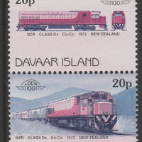 Davaar Island 1983 Locomotives #2 NZR Class Dx Co-Co loco 20p se-tenant pair with yellow omitted unmounted mint