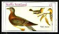 Staffa 1982 Birds #74 (Pigeon & Warblers) imperf souvenir sheet (£1 value) unmounted mint