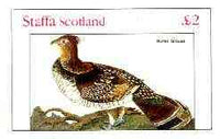 Staffa 1982 Birds #74 (Ruffed Grouse) imperf deluxe sheet (£2 value) unmounted mint