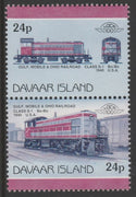Davaar Island 1983 Locomotives #2 Gulf, Mobile & Ohio Class S-1 loco 24p se-tenant pair with yellow omitted unmounted mint