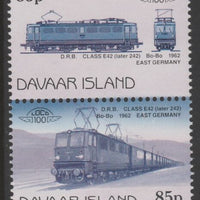 Davaar Island 1983 Locomotives #2 DRB Class E42 Bo-Bo loco 85p se-tenant pair with yellow omitted unmounted mint