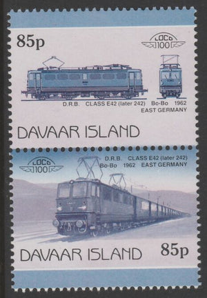 Davaar Island 1983 Locomotives #2 DRB Class E42 Bo-Bo loco 85p se-tenant pair with yellow omitted unmounted mint