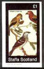 Staffa 1982 Birds #75 (Crossbill & Bunting) imperf souvenir sheet (£1 value) unmounted mint