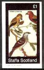Staffa 1982 Birds #75 (Crossbill & Bunting) imperf souvenir sheet (£1 value) unmounted mint