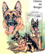 Chad 1999 Dogs (GSD) perf miniature sheet fine cto used