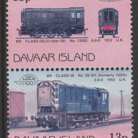 Davaar Island 1983 Locomotives #2 BR Class DEJ4 0-6-0 shunter 13p se-tenant pair with yellow omitted unmounted mint