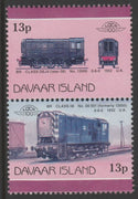 Davaar Island 1983 Locomotives #2 BR Class DEJ4 0-6-0 shunter 13p se-tenant pair with yellow omitted unmounted mint