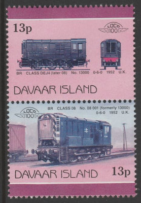 Davaar Island 1983 Locomotives #2 BR Class DEJ4 0-6-0 shunter 13p se-tenant pair with yellow omitted unmounted mint