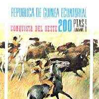 Equatorial Guinea 1974 Wild West (Indians hunting Buffalo) imperf m/sheet fine cto used, MI BL 127