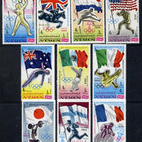 Yemen - Royalist 1968 Olympics Winners with Flags set of 10 unmounted mint (Mi 517-27A ex 520)