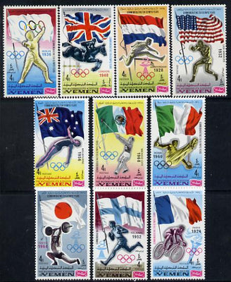 Yemen - Royalist 1968 Olympics Winners with Flags set of 10 unmounted mint (Mi 517-27A ex 520)