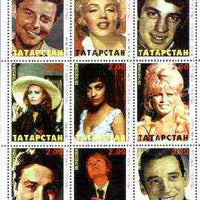 Tatarstan Republic 1999 Film Stars perf sheetlet containing complete set of 9 values (Marilyn, Sophia Loren, Gina, Bardot, Yves M etc) unmounted mint