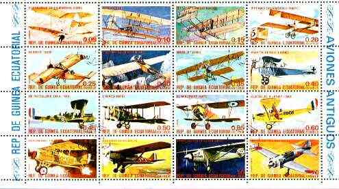 Equatorial Guinea 1974 (?) History of Aviation set of 16 cto used