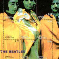 Tadjikistan 1999 Beatles composite perf sheet of 9 values unmounted mint