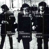 Turkmenistan 1999 Beatles composite perf sheet of 9 values unmounted mint