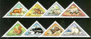 Mongolia 1973 Small Fur Animals triangular set of 8 unmounted mint, SG 772-79
