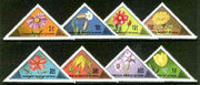 Mongolia 1973 Flowers triangular set of 8 unmounted mint, SG 790-97