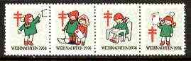 Cinderella - Germany 1958 Christmas TB seal se-tenant strip of 4 (Children sending Christmas cards)