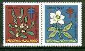 Cinderella - Germany 1960 Christmas TB seal se-tenant pair (flowers) unmounted mint