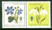Cinderella - Germany 1963 Christmas TB seal se-tenant pair (flowers) unmounted mint