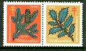 Cinderella - Germany 1961 Christmas TB seal se-tenant pair (pine & holly leaves) unmounted mint