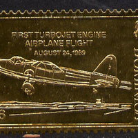 Dominica 1978 History of Aviation (First Turbojet Airplane) $16 embossed on 23k gold foil unmounted mint