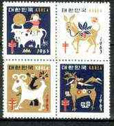 Korea 1963 Anti TB label se-tenant block of 4 (Korean National Tuberculosis Association)