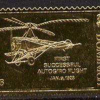 Dominica 1978 History of Aviation (Juan de la Cierva's Autogiro) $16 embossed on 23k gold foil unmounted mint