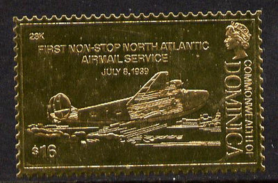 Dominica 1978 History of Aviation (Clipper Flying Boat) $16 embossed on 23k gold foil unmounted mint