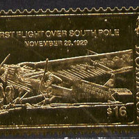 Dominica 1978 History of Aviation (First Flight over South Pole) $16 embossed on 23k gold foil unmounted mint