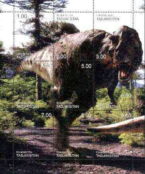 Tadjikistan 2000 Prehistoric Animals composite perf sheetlet containing set of 9 values unmounted mint