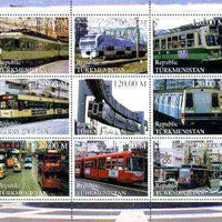 Turkmenistan 2000 Buses & Trams perf sheetlet containing set of 9 values unmounted mint