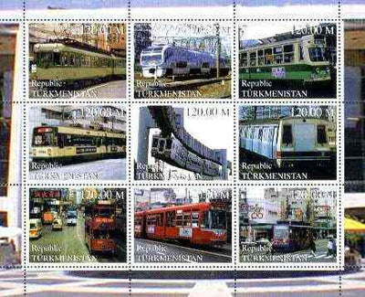 Turkmenistan 2000 Buses & Trams perf sheetlet containing set of 9 values unmounted mint