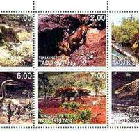 Tadjikistan 2000 Prehistoric Animals perf sheetlet containing set of 6 values unmounted mint