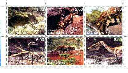 Tadjikistan 2000 Prehistoric Animals perf sheetlet containing set of 6 values unmounted mint