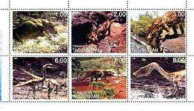 Tadjikistan 2000 Prehistoric Animals perf sheetlet containing set of 6 values unmounted mint