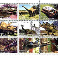 Turkmenistan 2000 Prehistoric Animals perf sheetlet containing set of 9 values unmounted mint