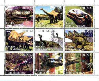 Turkmenistan 2000 Prehistoric Animals perf sheetlet containing set of 9 values unmounted mint