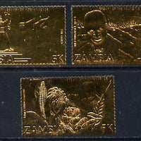 Zambia 1985 Anniversary of Independence set of 3 embossed on gold foil unmounted mint (SG 438-40)