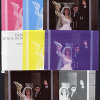 Tuvalu - Nanumea 1986 Royal Wedding (Andrew & Fergie) $4 m/sheet set of 8 imperf progressive colour proofs comprising the 5 individual colours plus 3 composites unmounted mint