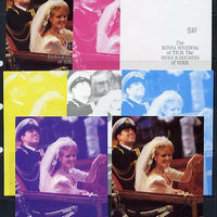 St Lucia 1986 Royal Wedding (Andrew & Fergie) $10 m/sheet set of 8 imperf progressive colour proofs comprising the 5 individual colours plus 3 composites unmounted mint
