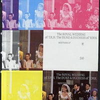 Montserrat 1986 Royal Wedding $4 m/sheet set of 8 imperf progressive colour proofs comprising the 5 individual colours plus 3 composites unmounted mint